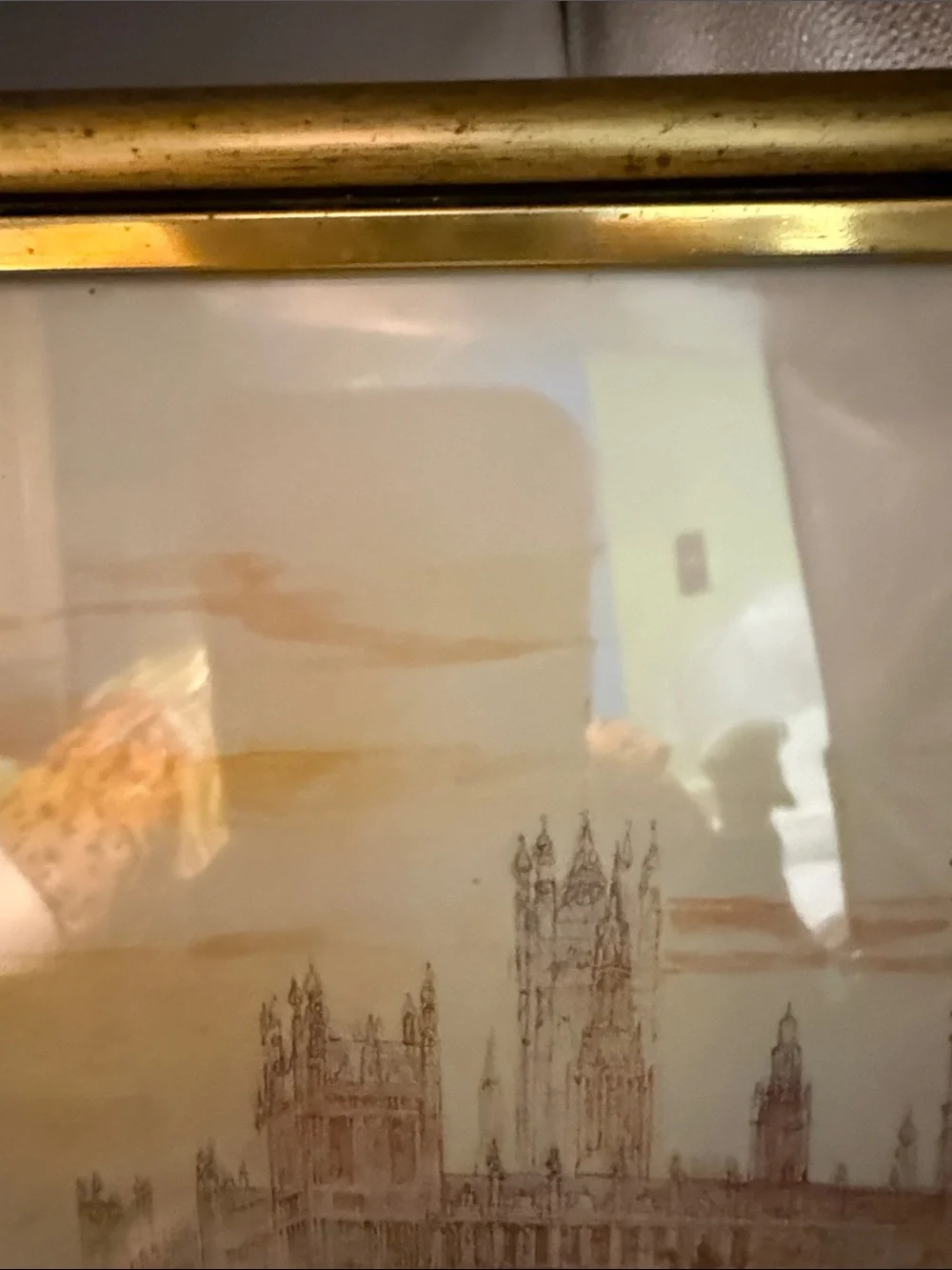 Vintage Water Color depicting the House of Parliament and Big Ben in London
